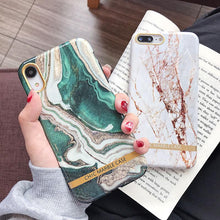 Load image into Gallery viewer, This marble design phone case for your iPhone brings a rush of glamour to your everyday life. Our new glamorous phone case is elegant, sophisticated and eye-catching with artistic touch