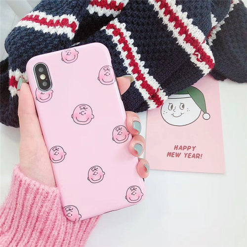 Pink iPhone Case with Cartoon Design